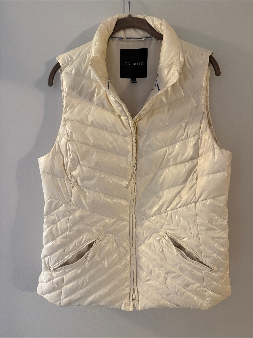 Talbots Cream Quilted Lightweight Puffer Vest